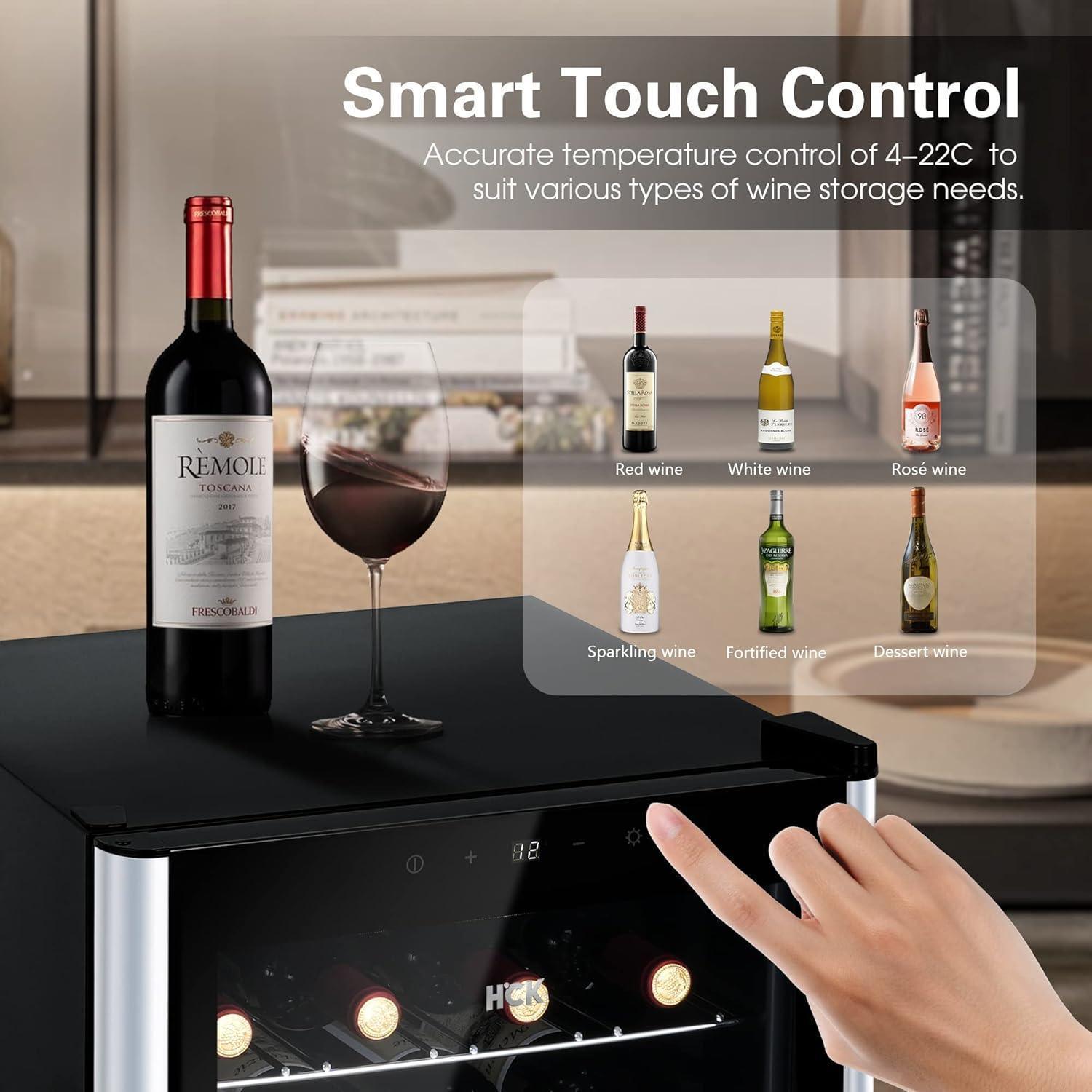 HCK 24 Bottles Wine Cooler use the smart temp control technology to design, which can watch it more clearly.