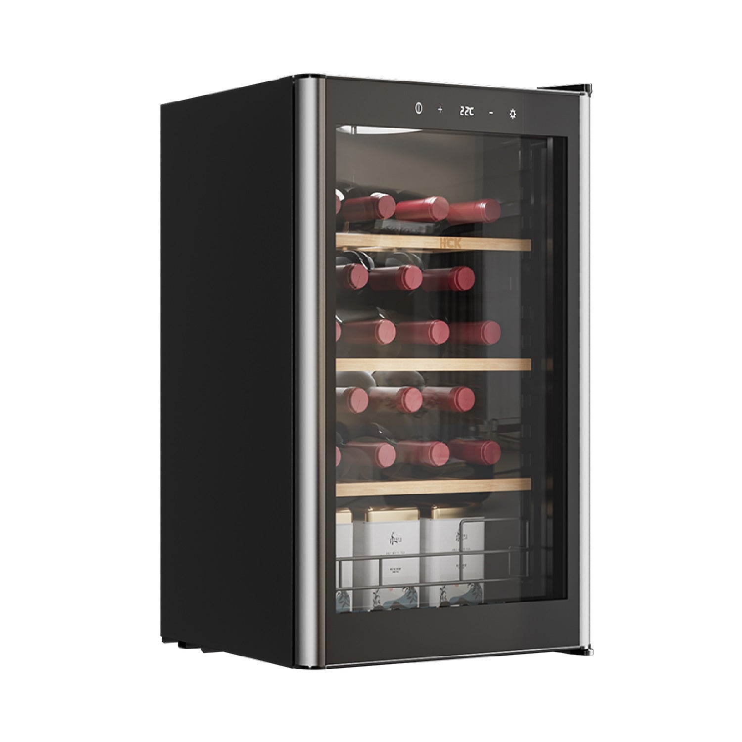 HCK 2.47 Cu Ft Wine Refrigerator Beverage Cooler with Glass Door 