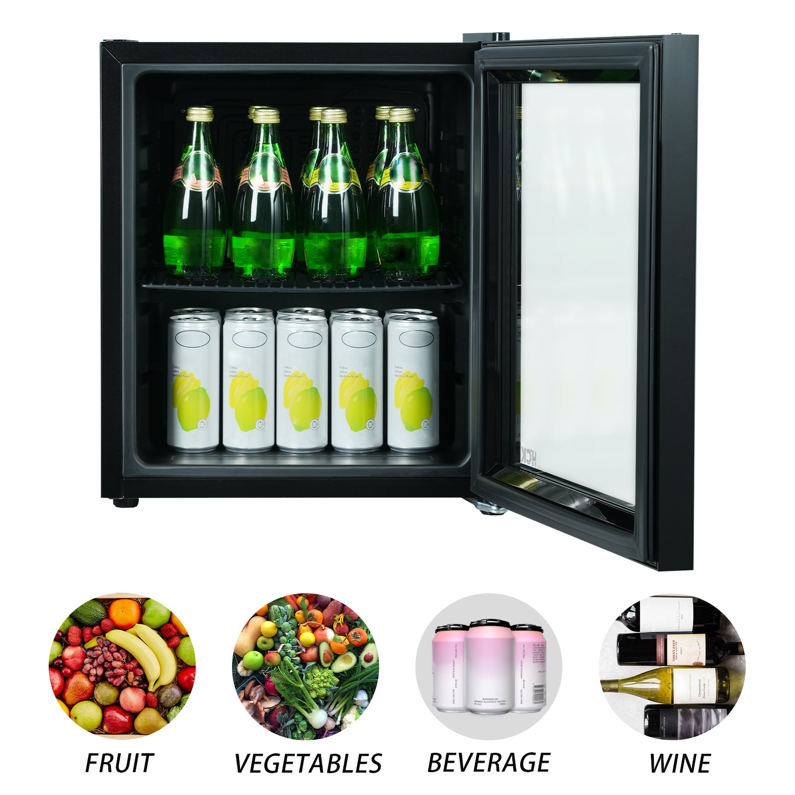 1.7 Cu Ft Beverage Refrigerator, Glass Door, Bar Fridge 