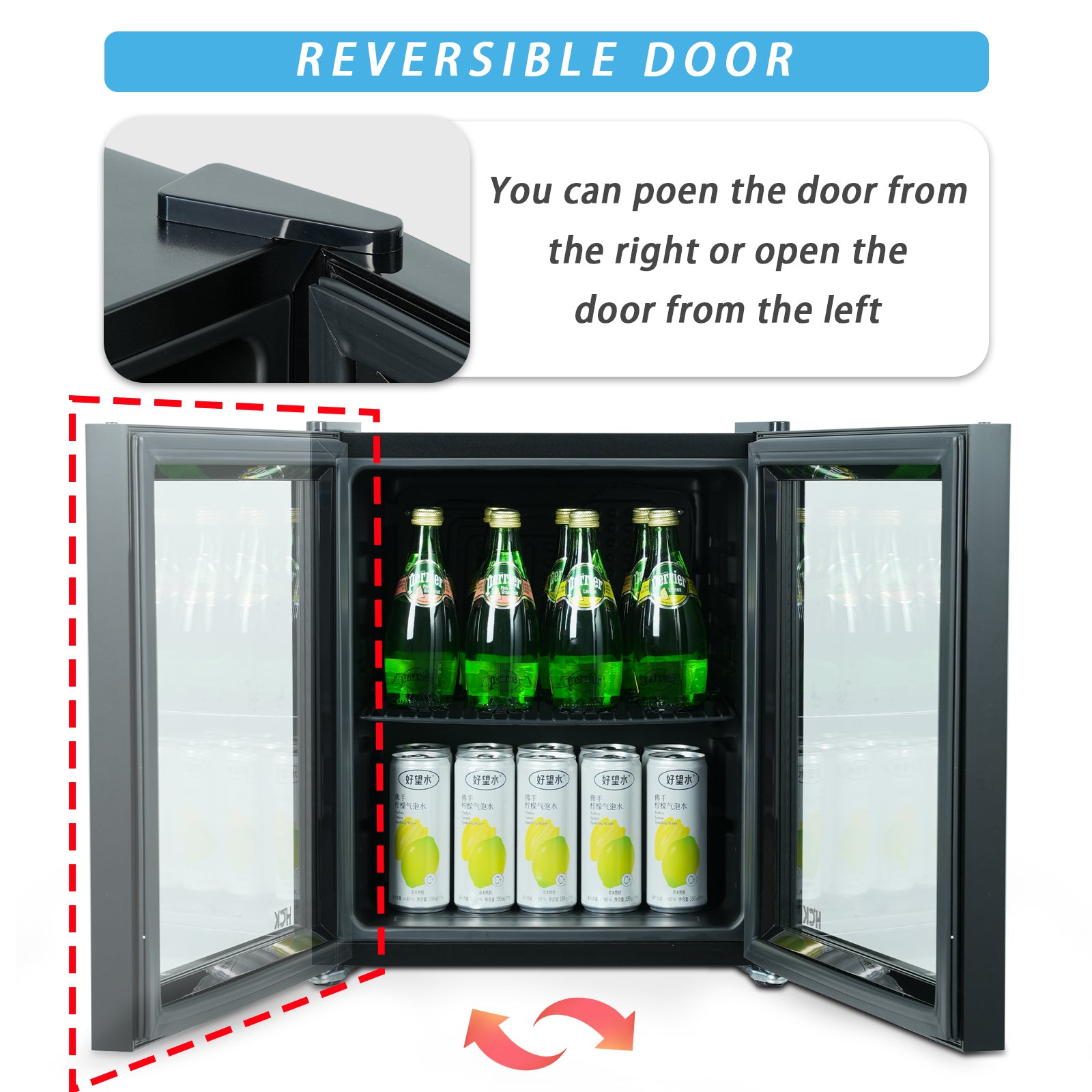 1.7 Cu Ft Beverage Refrigerator, Glass Door, Bar Fridge 