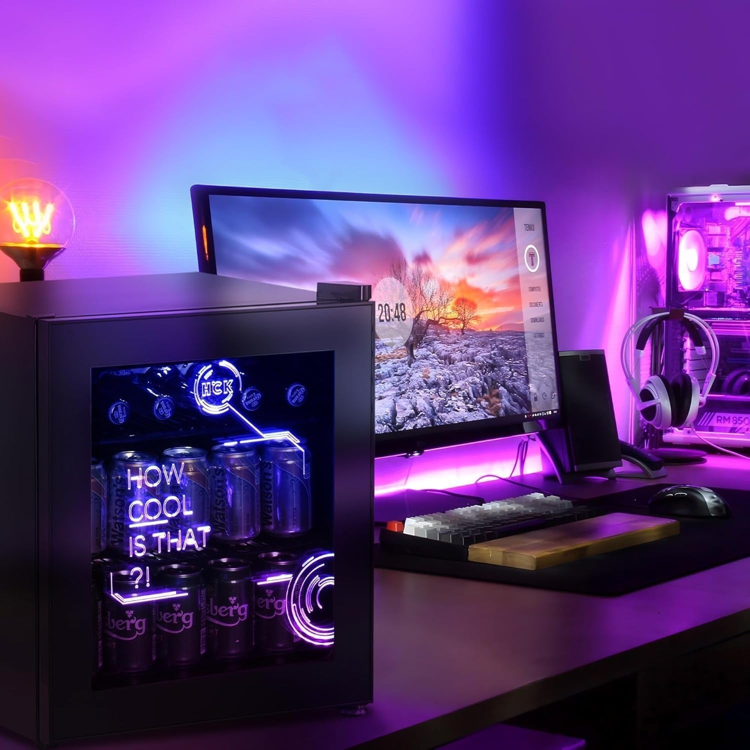 This isn’t just a fridge – it’s a statement. With glowing accents, metallic surfaces, and a bold cyberpunk design, the 48L Mini Fridge turns any room into a scene straight out of the future. Perfect for gaming setups, studios, or home offices.