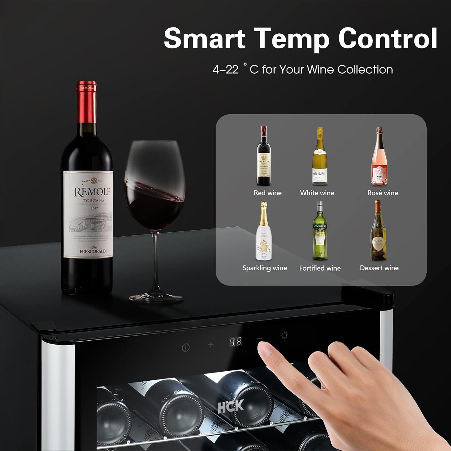 HCK 2.47 Cu Ft Wine Refrigerator Beverage Cooler with Glass Door 