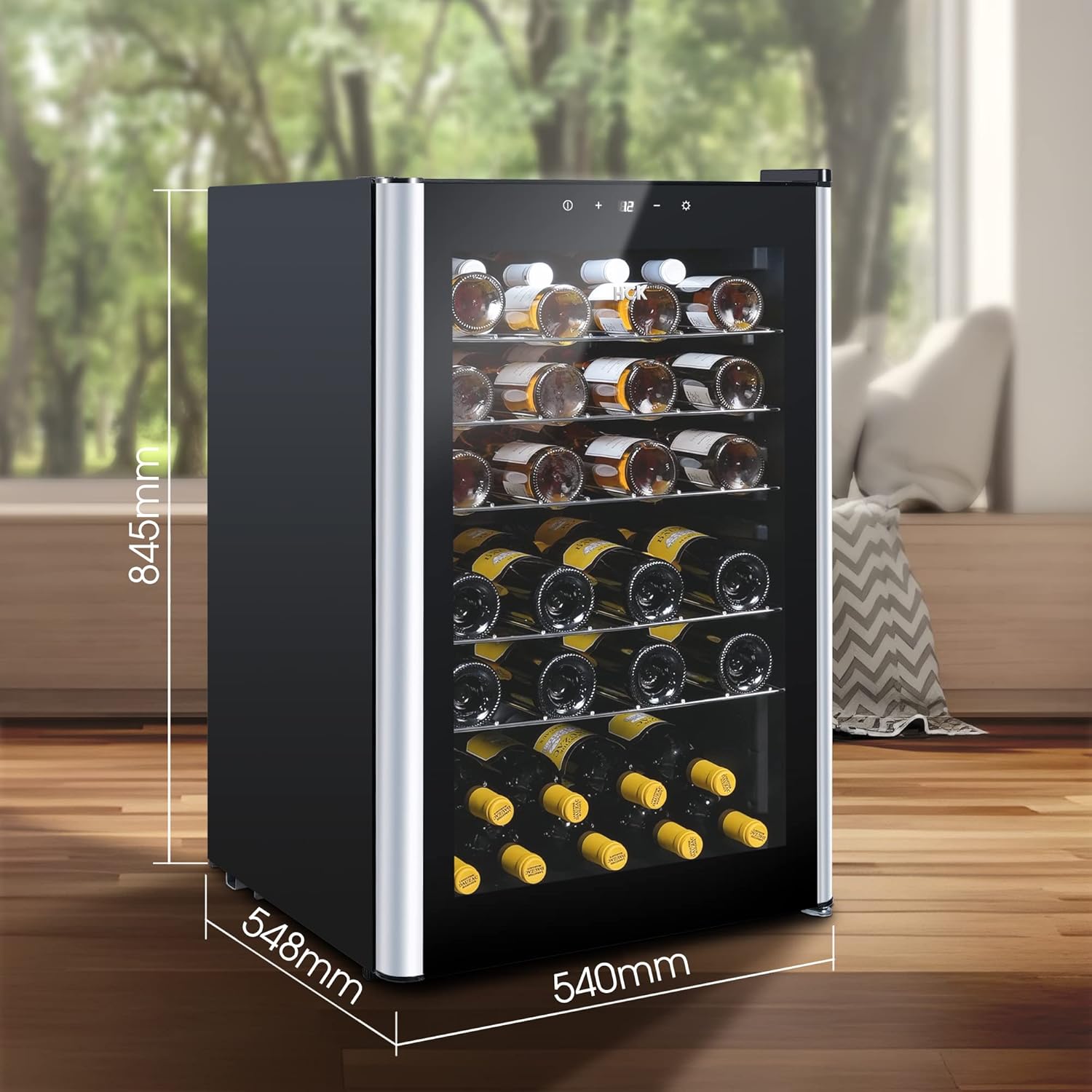 HCK 2.47 Cu Ft Wine Refrigerator Beverage Cooler with Glass Door 