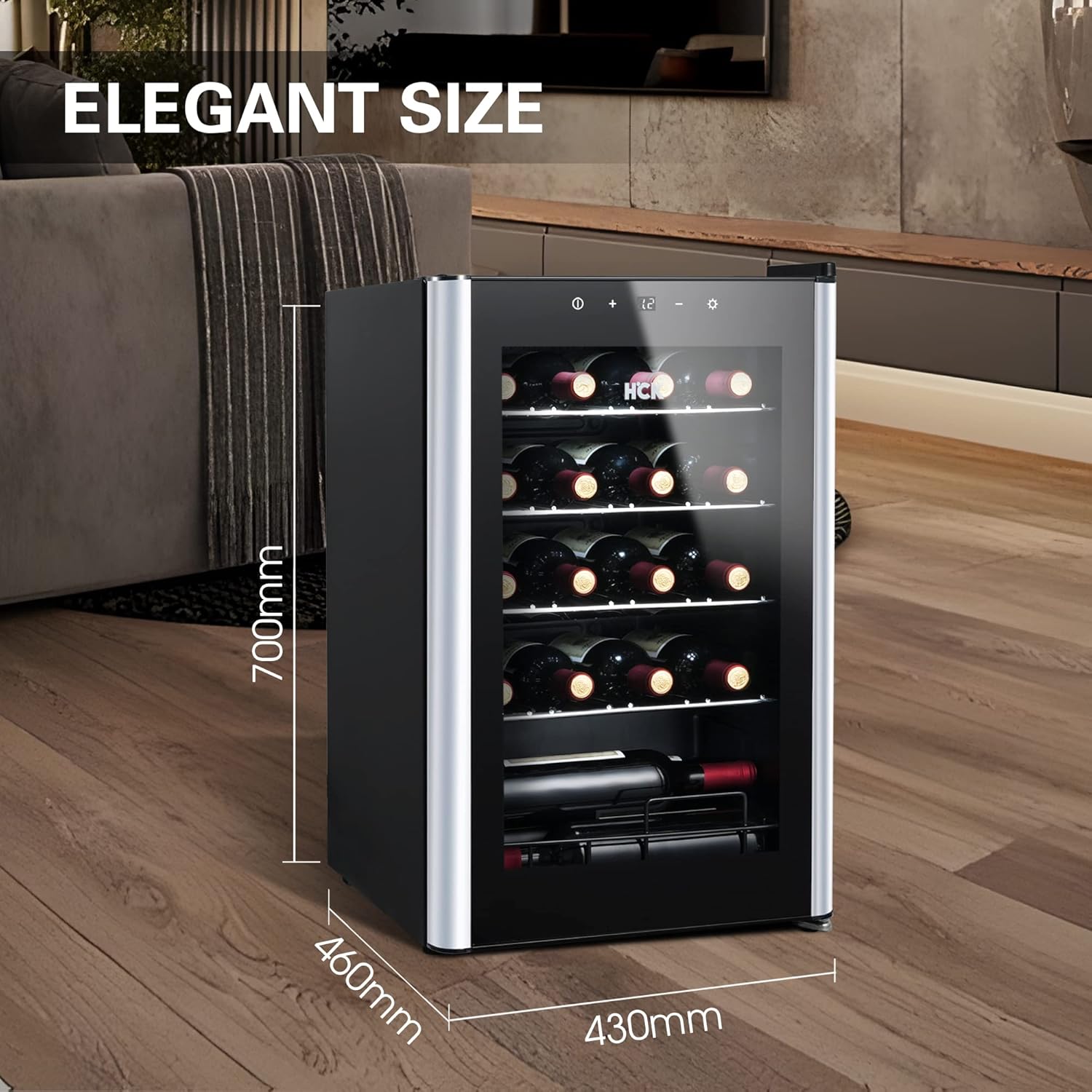 HCK 2.47 Cu Ft Wine Refrigerator Beverage Cooler with Glass Door 