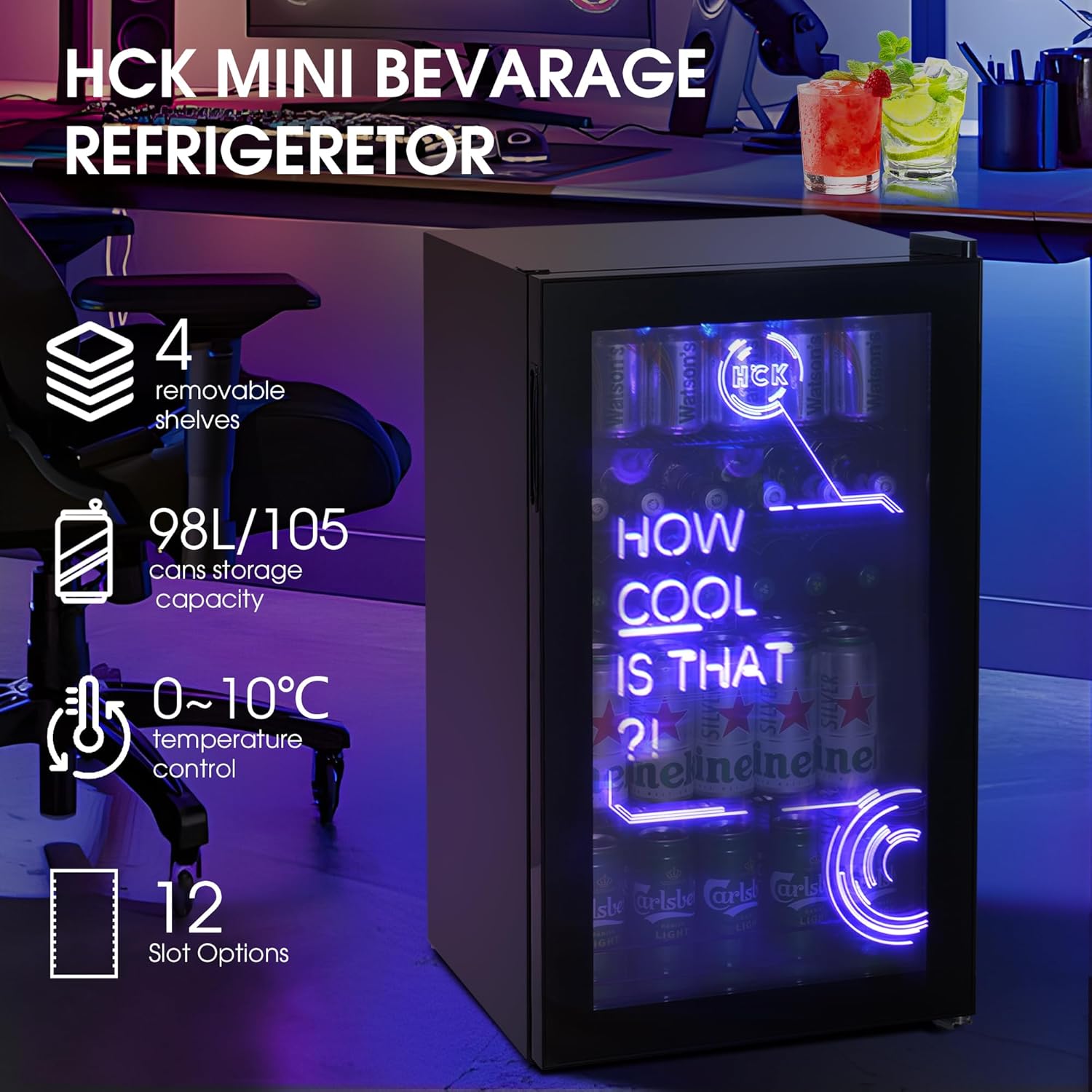 0-10 °C precise temperature control: the specially developed rotary wheel for temperature control allows you to easily adjust the temperature of the refrigerator from 0-10 °C. This feature ensures that your drinks and food are always stored at the perfect temperature.