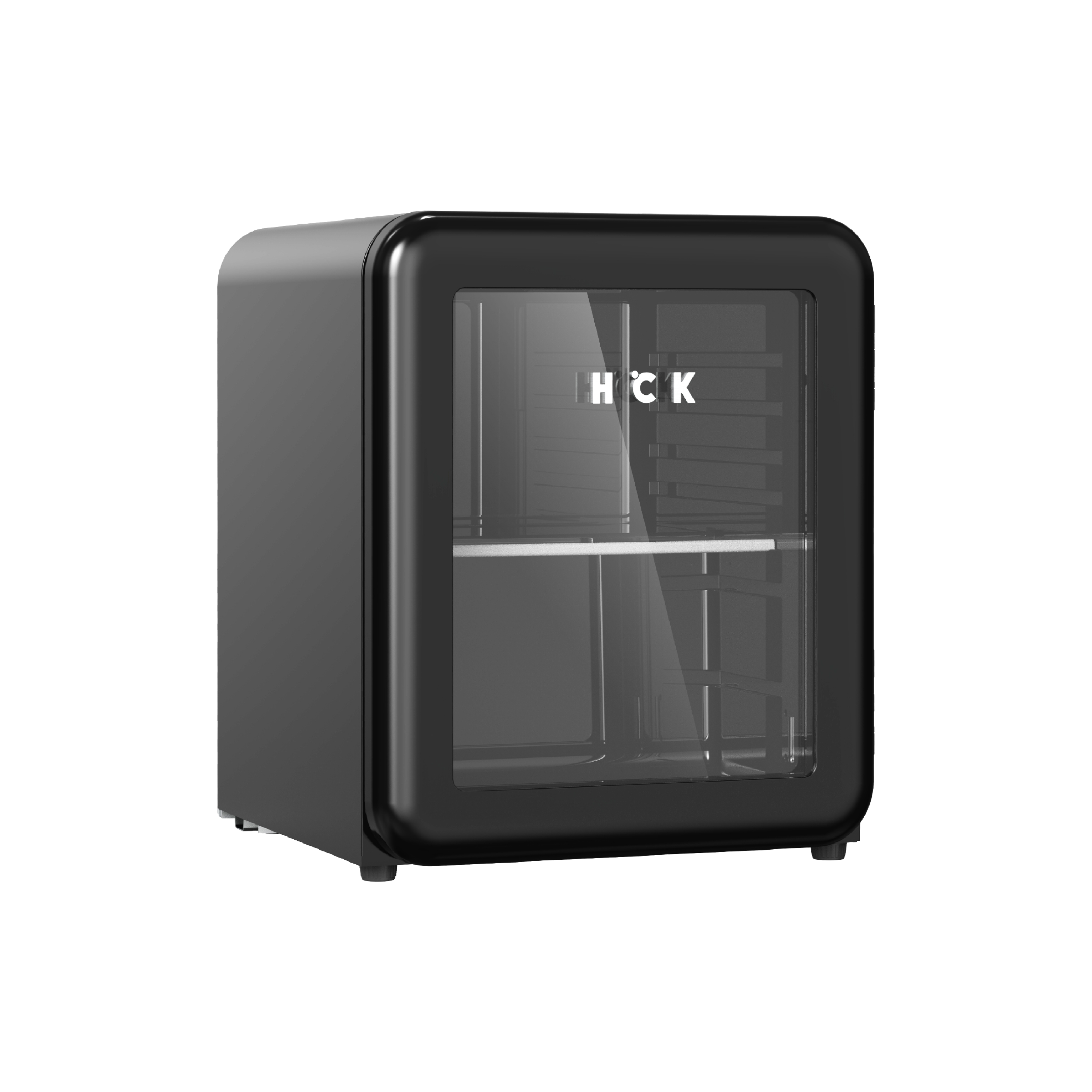 The side view of 1.7 Cu Ft Black Iconic Retro Style Beverage Fridge