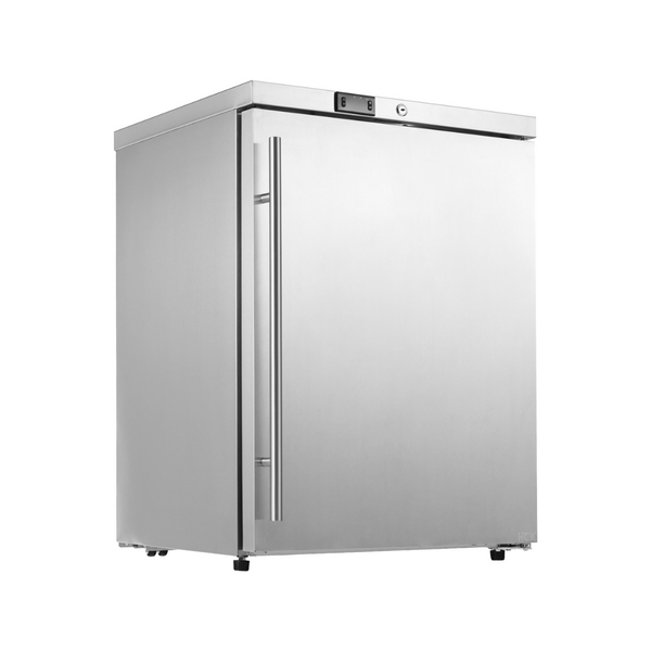 Side view of a 4.1 Cu Ft Food Service Outdoor Beverage Fridge Freezer 128 cans
