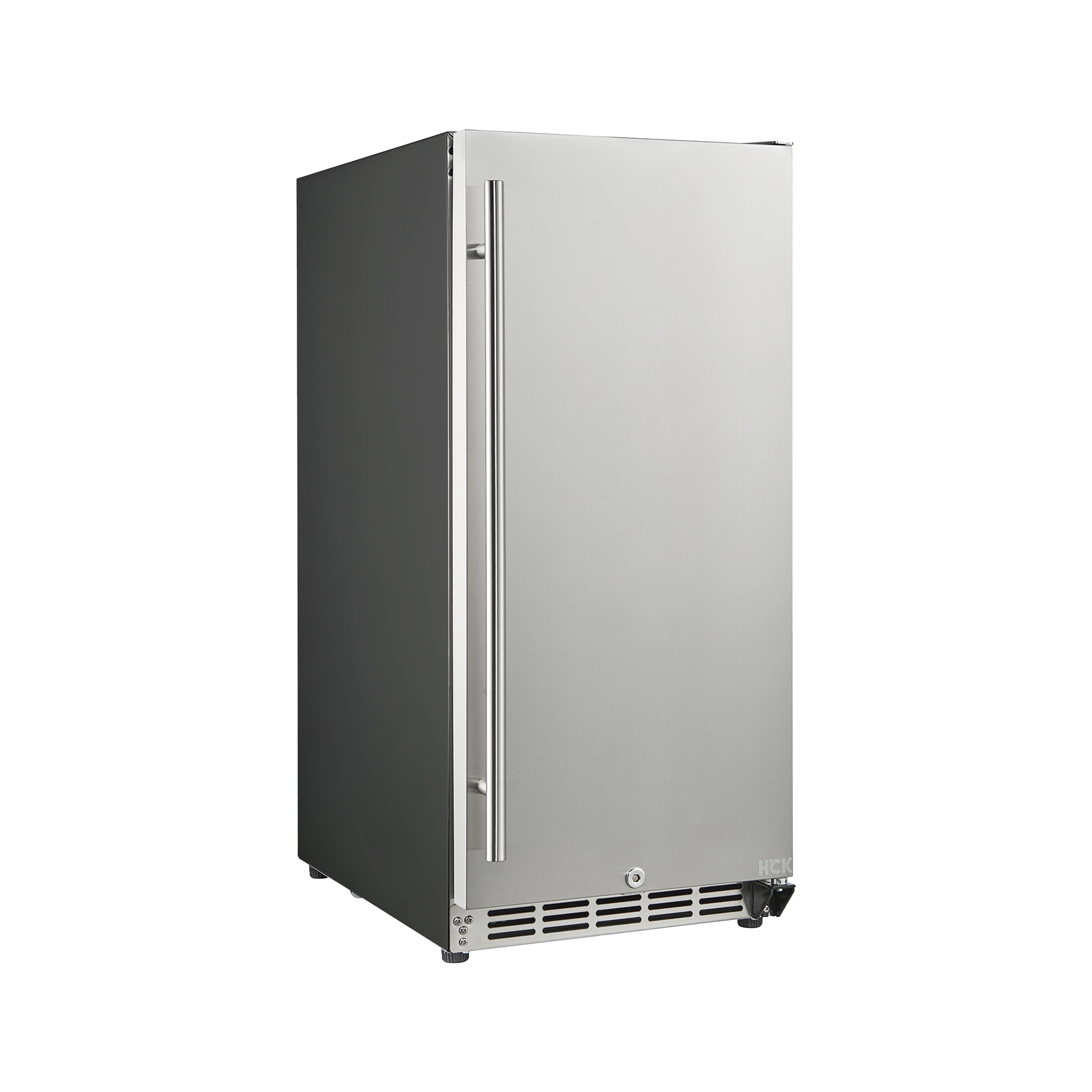 Side view of a Black 3.2 Cu Ft Undercounter Beverage Outdoor Refrigerator