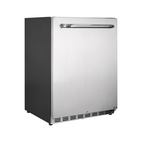 Side view of a Black 5.12 Cu Ft Undercounter Beverage Outdoor Refrigerator 161 Cans