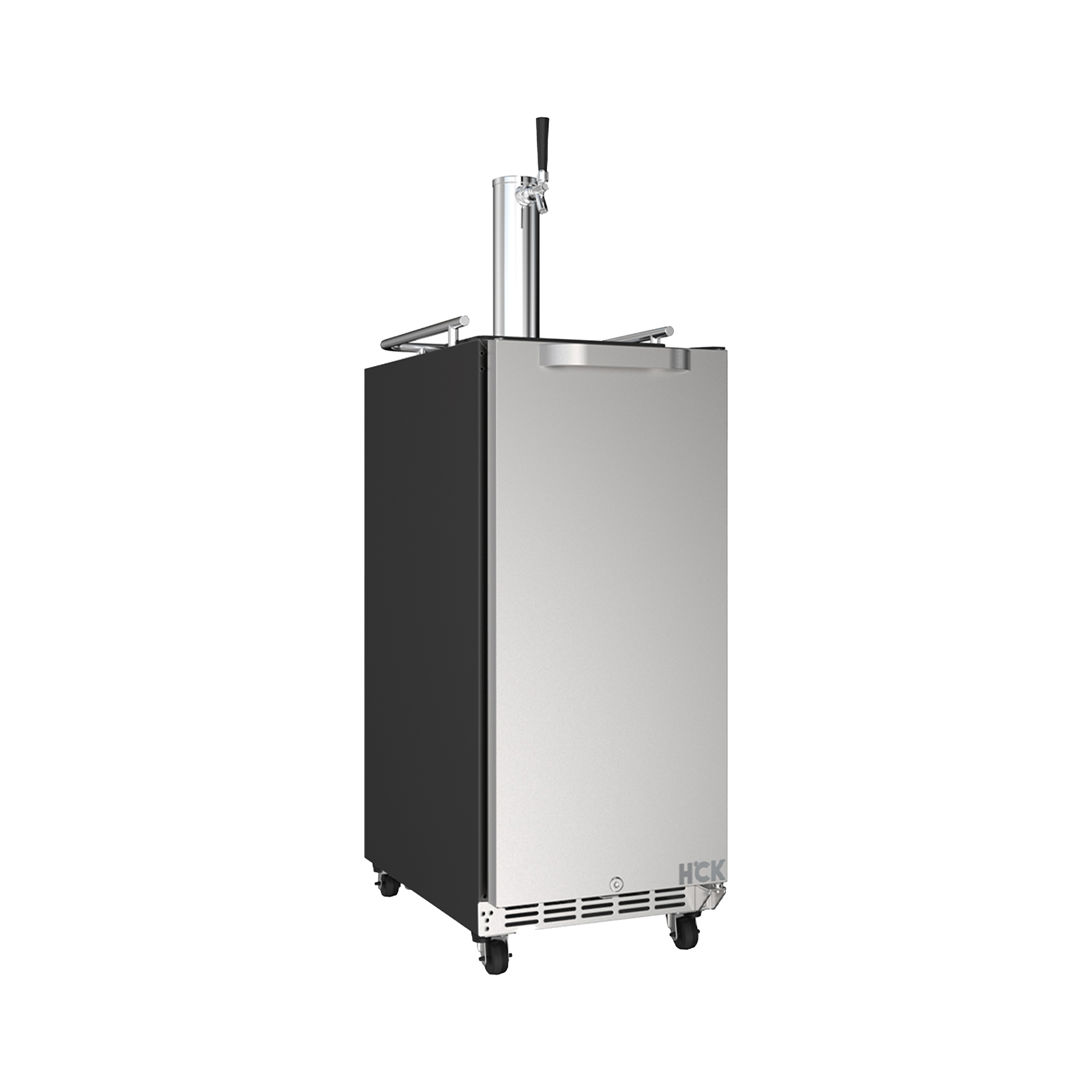 Side view of a Black 3.2 Cu Ft Outdoor Refrigerator Kegerator 96 cans