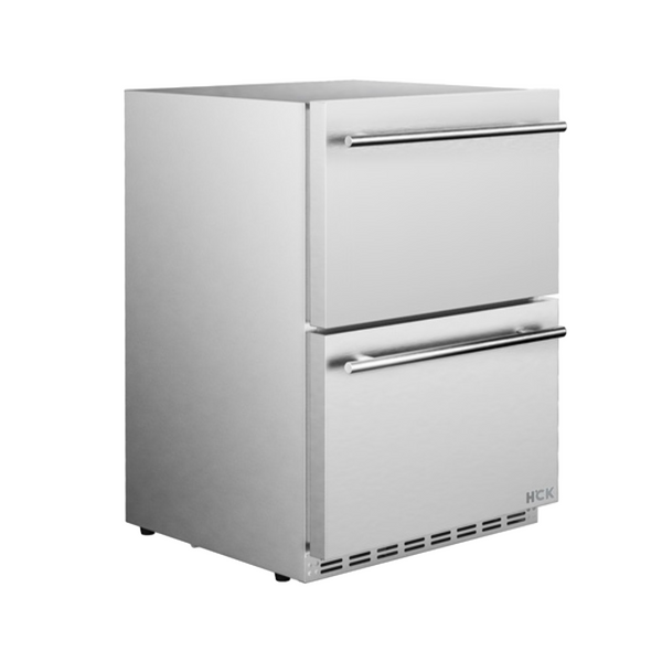 Side view of a 5.29 Cu Ft Stainless Steel Dual Zone Outdoor Refrigerator