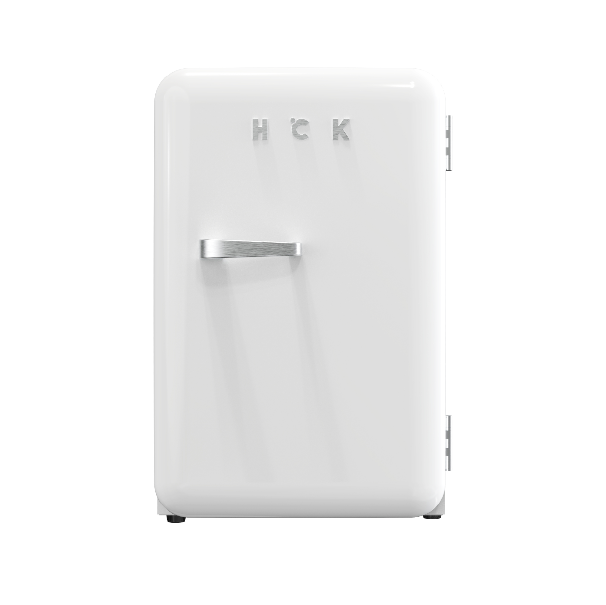 Front view of a 2.5 Cu Ft White Iconic Beverage Retro Fridge
