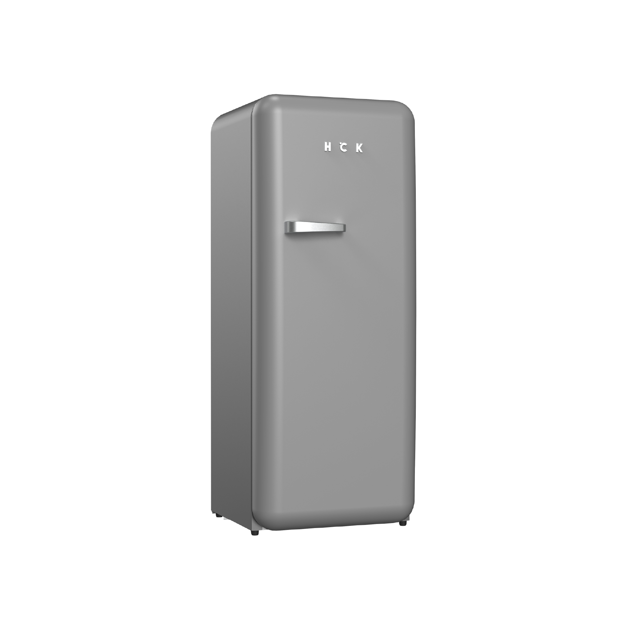 Side view of a 9.9 Cu Ft Wabi Sabi-Cold Grey Retro Fridge With Freezer Box 252 cans