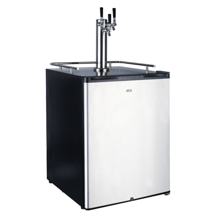 Side view of a 6.53 Cu Ft Outdoor Kegerator Stainless Steel Refrigerator 230 Cans