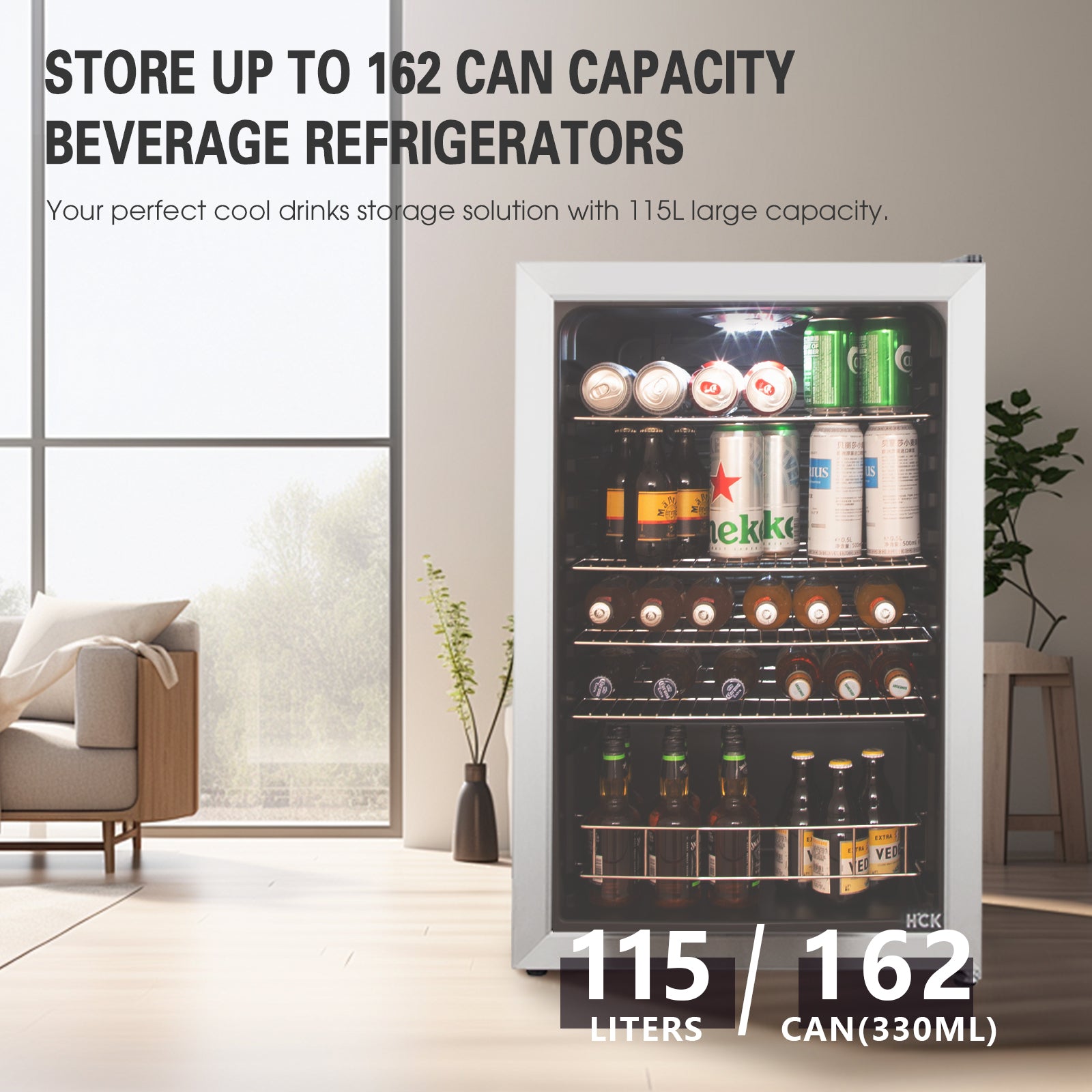 4.03 Cu.Ft Beer Fridge with Dual-Glazed Glass Door