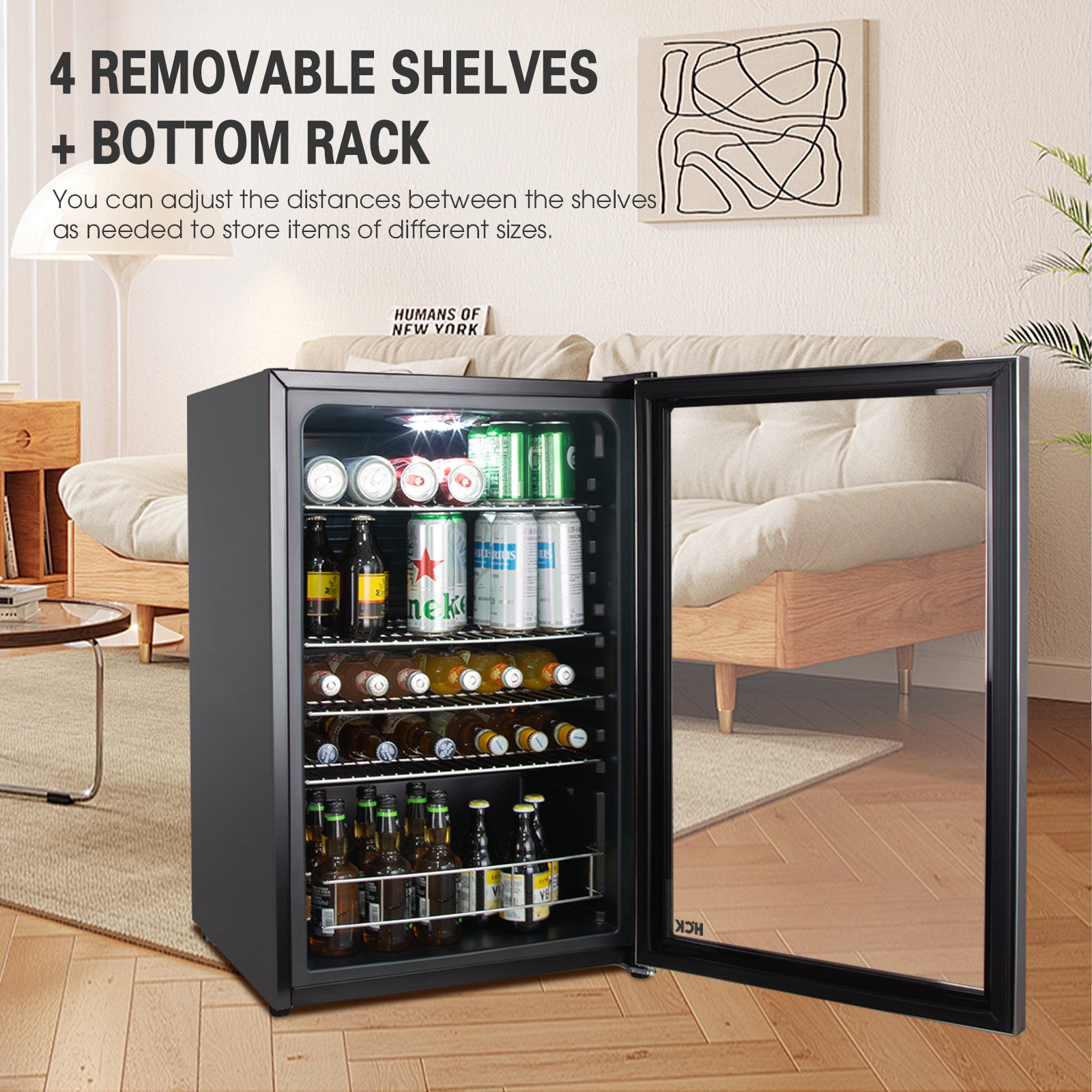 4.03 Cu.Ft Beer Fridge with Dual-Glazed Glass Door 