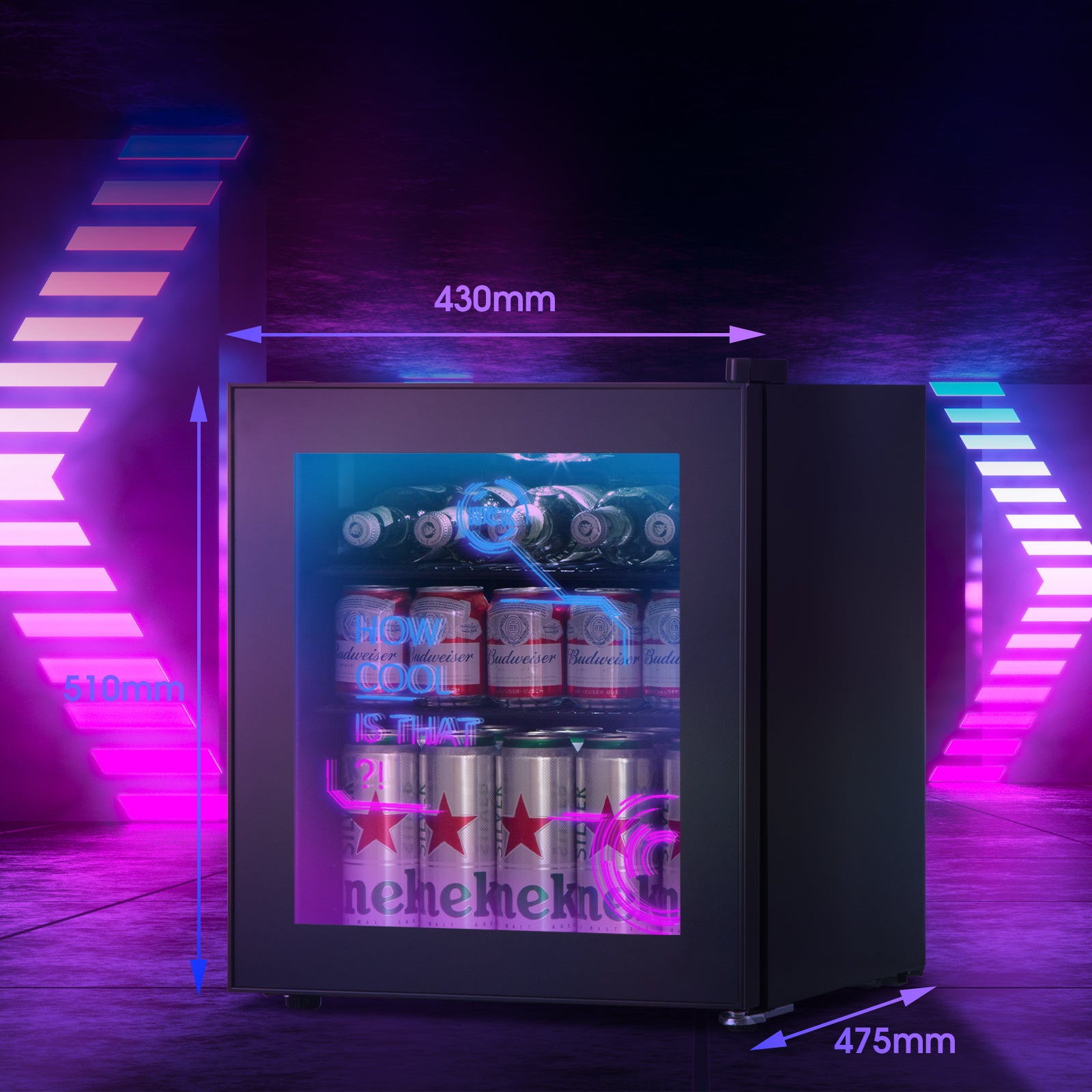 1.7 Cu Ft Mini Fridge with Glass Door 