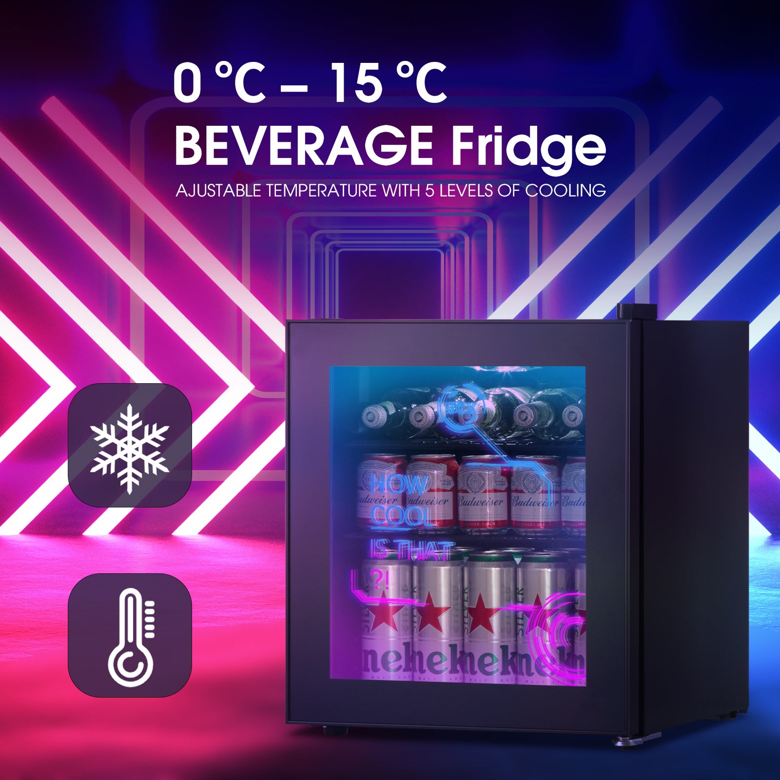 1.7 Cu Ft Mini Fridge with Glass Door 