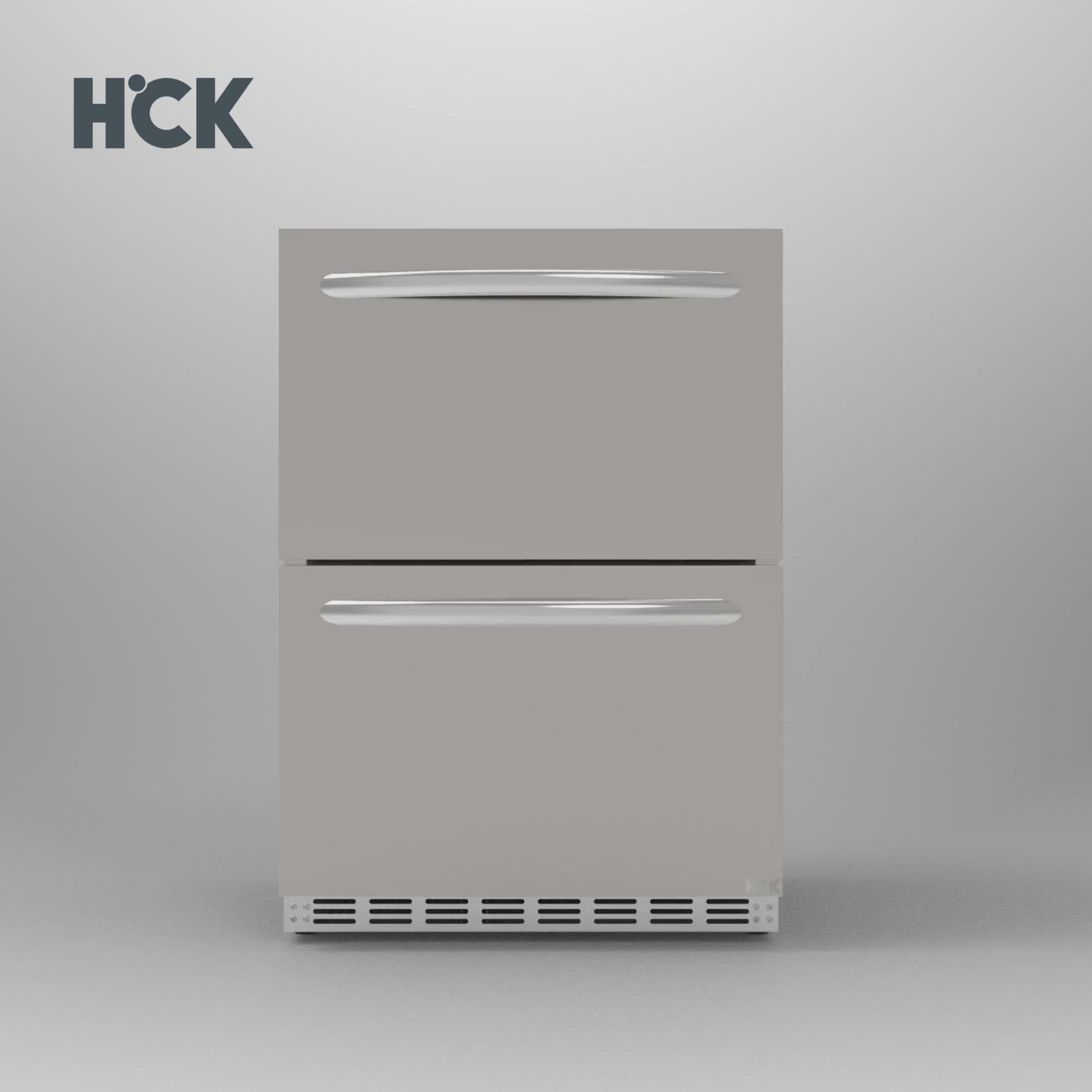 HCK 24 inch Weather Proof Design Indoor and Outdoor Undercounter Drawer Fridge, Built-In Beverage Refrigerator for Home and Commercial Use, Stainless